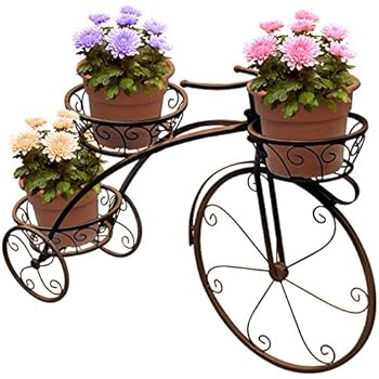 Sorbus Tricycle Plant Stand - Flower Pot Cart Holder - Ideal for Home, Garden, Patio - Great Gift for Plant Lovers, Housewarming, Mother's Day - Parisian Style (Bronze)