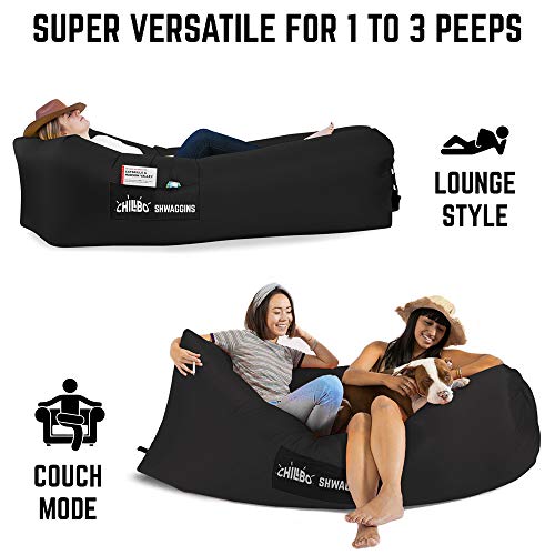 Chillbo SHWAGGINS 2.0 Best Inflatable Lounger Portable Hammock Air Sofa and Camping Chair Ideal Gift Inflatable Couch and Beach Chair Camping Accessories for Picnics & Festivals (Black) - Thumbnail 2