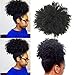 KLAIYI Fashion Natural Ponytail, African American Afro Short Kinky Curly Wrap Drawstring Ponytail Synthetic Hair Extensions with Clips