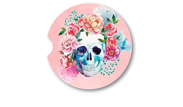 Kitchen Utensils Tools Watercolor Skull With Flowers Sandstone