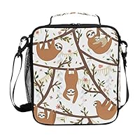 JOYPRINT Lunch Box Bag Cute Animal Sloth Flower Leaves Lunchbox Insulated Thermal Cooler Ice Adjustable Shoulder Strap for Women Men Boys Girls