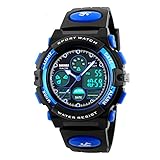 Jelercy Multi Function Digital Analog Watch LED Quartz Water Resistant Sport Watches for Boys Blue