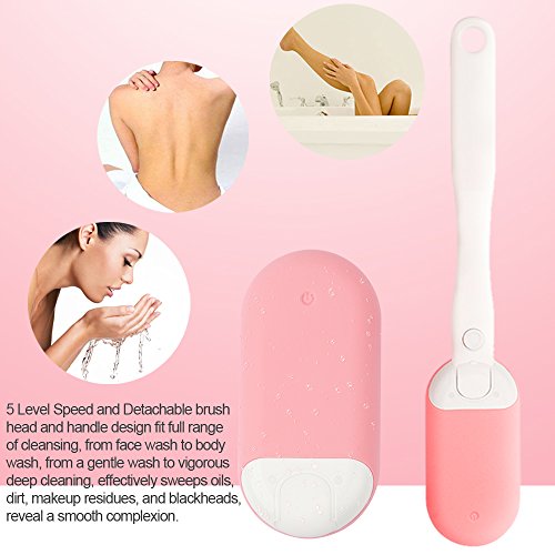 INNERNEED Waterproof Electric Facial & Body Cleansing Brush Kit with Soft Silicone Exfoliating Head and Handle (Pink)