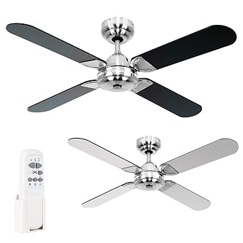 Minisun 42 Metal Brushed Chrome Modern Propeller Design Ceiling