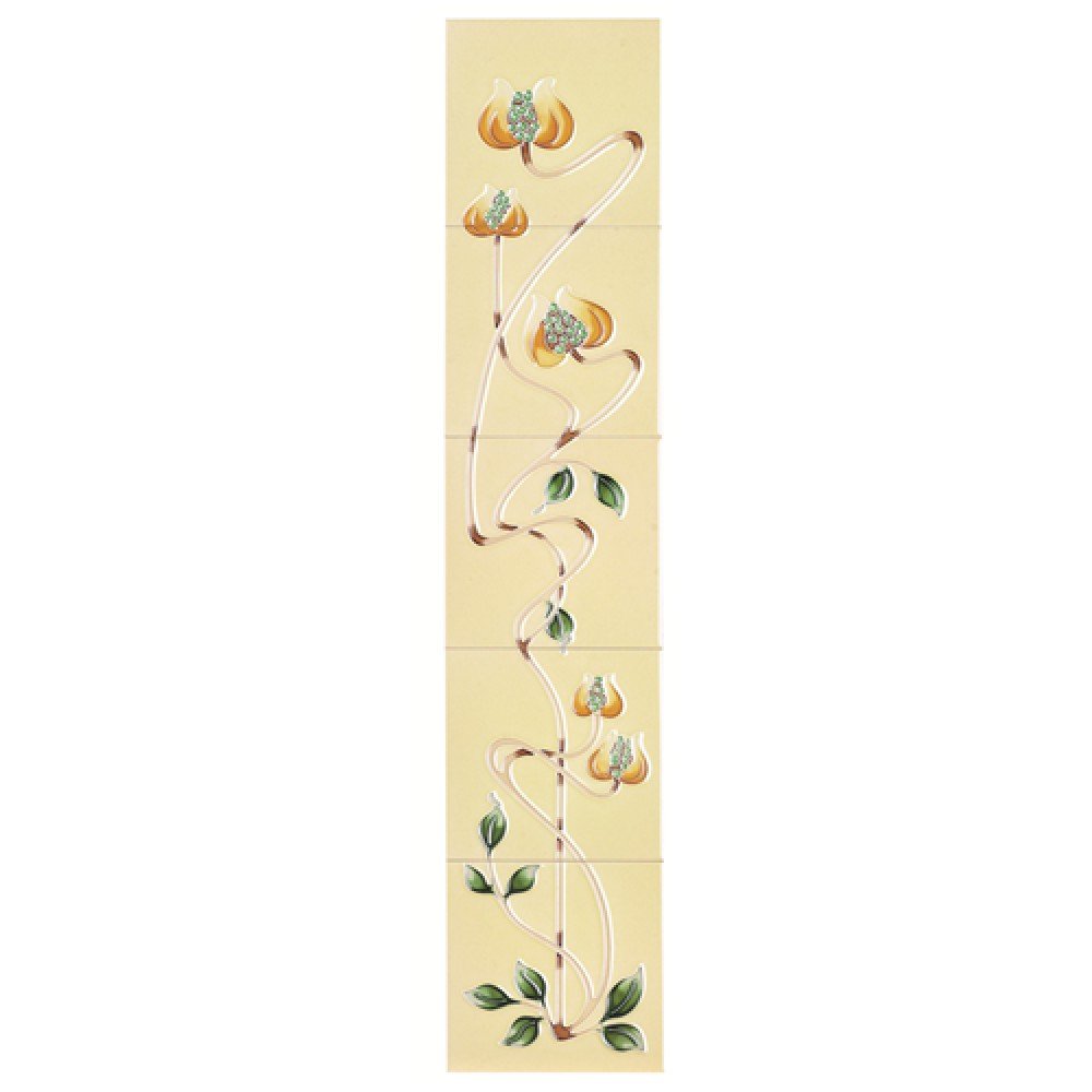 Castec Mediterranean Poppy Tube Lined Victorian Fireplace Tiles