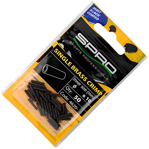 Spro Matt Black Single Brass Crimp - 50 Quetschhülsen für Stahlvorfächer, Klemmhülsen für Spinnvorfach Crimphülse für… – Bild 3