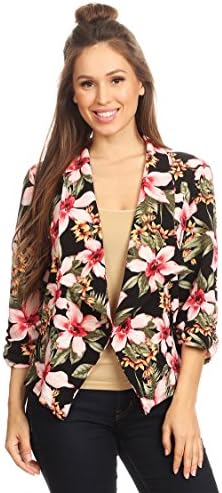 Women's Solid & Printed Open Blazer Cardigan Jacket/Made in USA
