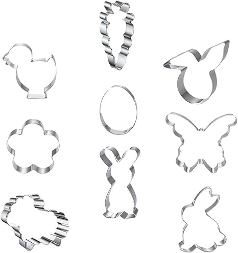 Amazon Yarnow 9個イースタークッキーカッターセットイースターバニークッキーカッターステンレス鋼のクッキー型春イースターパーティー好意 クッキー型 オンライン通販