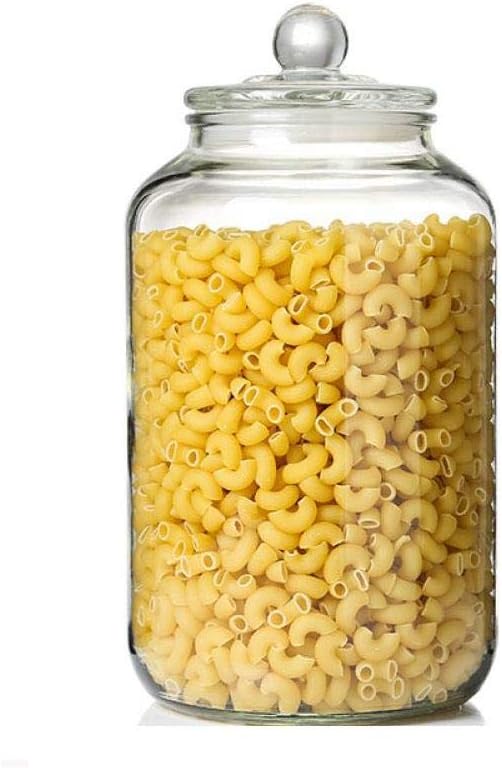 Hokaime Transparent Glass Jar Airtight Canister Kitchen Food Set With Natural Bamboo Cover, Suitable For Candy/Biscuit/Rice/Sugar/Flour/Pasta/Nuts, 5L