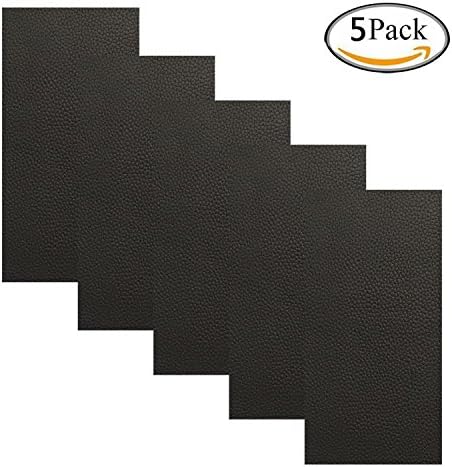Leather Repair Patch - 5 Pieces Leather Adhesive Patches for Couch Furniture Sofas Car Seats Handbags Jackets (Black)