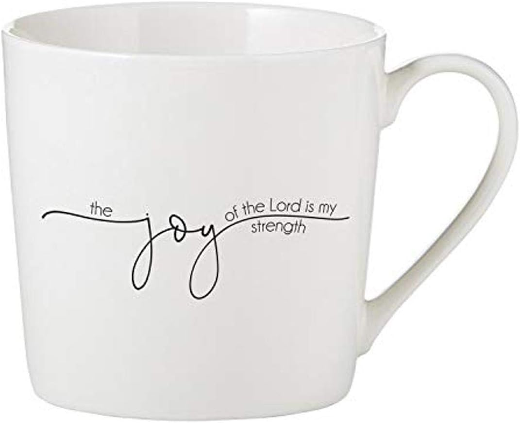Amazon Com Creative Brands Faithworks Inspirational White Bone China Cafe Mug Cup 14 Ounce Joy Of The Lord Kitchen Dining