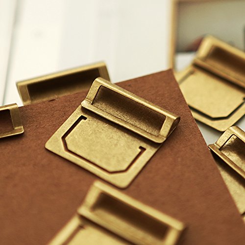 EKLOEN Retro Brass Bookmark, Mini Index Clamp Label Clip, Paper Clips Stationery Gift(6pcs) - Thumbnail 2
