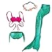 AMENON 3PCS Kids Mermaid Tai Swimsuit Princess Bikini Set Swimwear (With Headband) (140cm, RoseRed+Green)