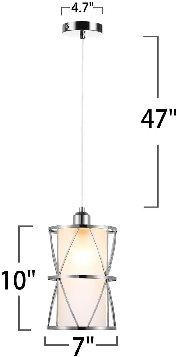KLOSM Modern Mini Pendant Light in Brushed Nickel Finish with Frosted Glass Shape 1-Light Adjustable Cylinder Pendant Lighting Fixture for Kitchen Island Sink Dining Room Counter Farmhouse - - 