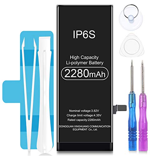 Rommisie 2280mAh Battery for iPhone 6S, high Capacity, Polymer Lithium ion Charging core, Equipped with a Full Set of Professional Maintenance Kits, adhesives and Instructions - Two-Year Warranty