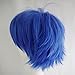 S-noilite Women Mens Male Short Fluffy Straight Hair Wigs Anime Cosplay Party Costume Dress Synthetic Spiky Wig (Dark Blue)