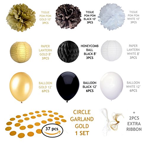 Black And Gold Party Decorations For Birthday Or Wedding Import