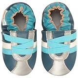 Momo Baby Infant/Toddler Z-Strap Sneaker Navy Soft Sole Leather Shoes - 0-6 Months/1-2.5 M US Infant