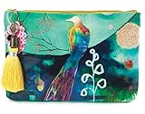 Papaya Art Flora Peacock Oil Cloth Large Cosmetic or Accessory Bag Travel Bag