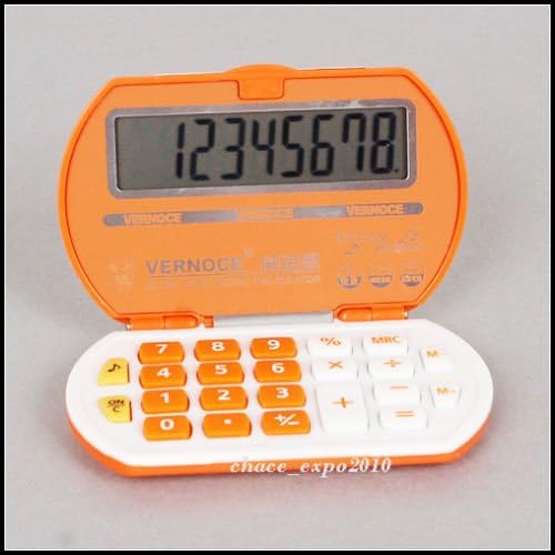 New Vernoce Mini Pocket Portable Folding Basic Calculator 801_OE Orange