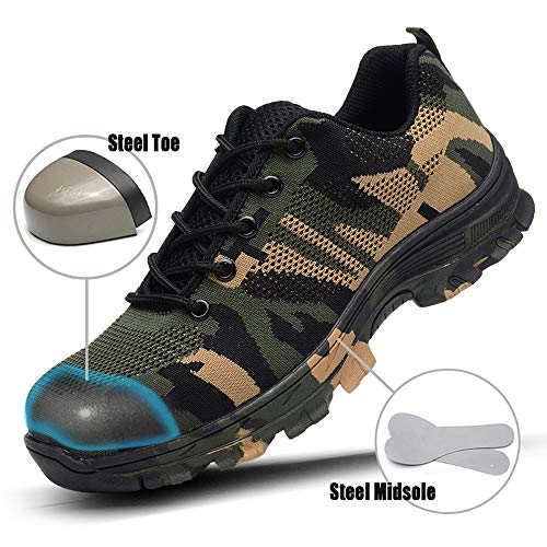 TICCOON Work Safety Shoes Puncture Proofed Footwear Steel Toe Shoes Menï¼ŒSafety Shoes for Men and Women