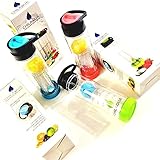 Best Fruit Infuser Water Bottle - Large 25 Oz - Slide Back Lid + Silicone Ice Sphere Maker - Premium Infuser Made of Tough Eastman Tritan + Ebook recipes