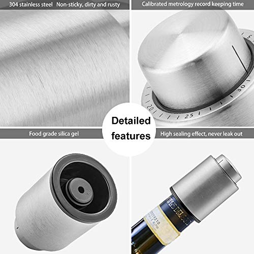 Vacuum Wine Stoppers, with Time Scale Record Wine Stoppers,Reusable Beverage Bottle Sealer and Inner Rubber Keep Fresh,Best Gifts for Wine Lovers