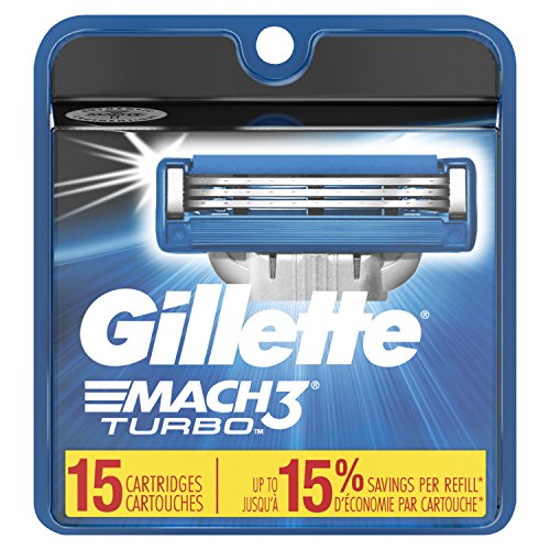 Gillette mach3 turbo men s razor blade refills, 15 cart…