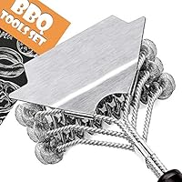 HOMEKOKO BBQ Bristle Free Grill Brush Food Grade Stainless Steel with Wide Metal Scraper efficient and Safe 3 in 1 Bristles for Weber Coleman Blackstone Gas/Charcoal Grill Grate Cleaner