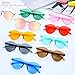 Blulu Round Rimless Sunglasses Tinted Eyewear Transparent Candy Color Sunglasses (Color Set 1, 9 Pieces)