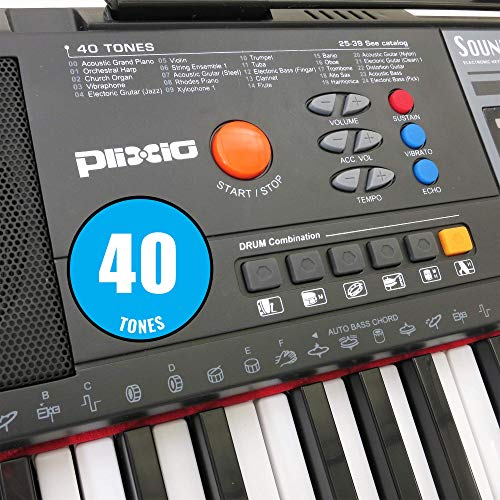 Plixio 61-Key Digital Electric Piano Keyboard & Sheet Music Stand - Portable Electronic Keyboard for Beginners (Kids & Adults) (Renewed)