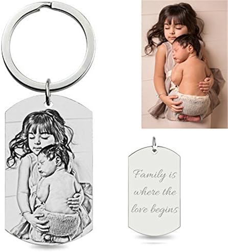 Custom Photo Picture Dog Tag Keychain Engraved Memory Gift Dog Tag Key Ring