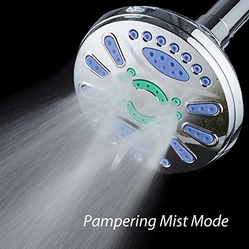 AquaStar Elite High-Pressure 6-setting Extra-Large Luxury Spa Shower Head with Antimicrobial Anti-Clog Jets. Inhibits Growth of Mold, Mildew & Bacteria! / Solid Brass Ball Join / All Chrome Finish - Thumbnail 6