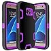 ELV Galaxy S7 Case Hybrid Defender Rugged Shockproof Dirtproof Case Cover for Samsung Galaxy S7 - [Black/Purple]