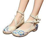 AvaCostume Womens Embroidery Rubber Sole Summer Wedges Sandals Fashion Dress Shoes for Cheongsam
