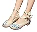 AvaCostume Womens Embroidery Rubber Sole Summer Wedges Sandals Fashion Dress Shoes for Cheongsam