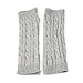 Flammi Women's Cable Knit Arm Warmers Fingerless Gloves Thumb Hole Gloves Mittens (Light Grey)