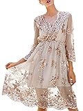 BerryGo Women's Sexy Deep V Neck Long Sleeve Floral Sequin Party Dress