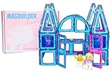 Magnetic Tile Princess Castle Set - 62 Piece Palace Kit with Prince and Princess Toys, Great Toy for Girls, Teach Creativity Building Castles and Ice Palaces, More Fun than Blocks, Pink and Blue Tiles
