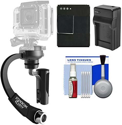 Steadicam Curve Compact Video Camera Stabilizer for GoPro (Black) with HERO3 AHDBT-301 Battery &amp; Charger + Accessory Kit