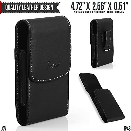Vertu Ascent Ti Ferrari Belt Pouch, TMAN [Leather Vertical] Metal Clip Holster/Magnetic Closure Case, Cover with Belt Loop Carrying Protective - Fits Cellphone without any Case