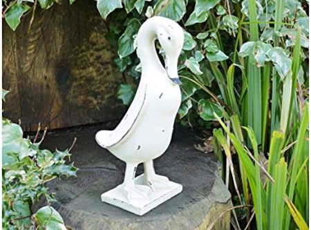 Get Goods Shabby Chic Ivory Resin Duck Lawn Ornament Patio Sculpture Garden Feature Bird