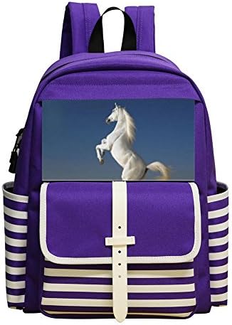 White Horse Unisex Kindergarten Purple Packback School Shoulder Backpack for Girls Boys