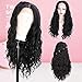 Stamped Glorious 26 Inch Curly Wig Long Lace Front Wigs Synthetic Black Wavy Wigs for Black Women Middle Parting Kinky Curly Wigs Heat Resistant Fiber
