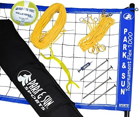 Best Outdoor Beach Volleyball Net Sets- Serious Outdoor Volleyball Players Love This Kit- Height Adjustable (3 Settings) Storage Bag Machine Stitched Ball Pump- Aluminum Poles Net Bindings Stakes