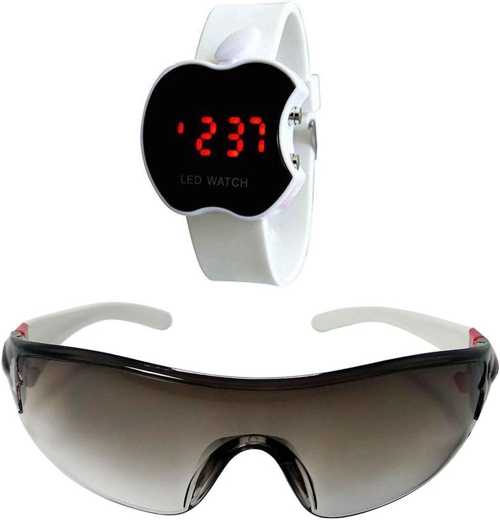 Full Eye Protected Boy's and Girl's Black Goggles and Analogue Watch Combo 4 to 8 Yrs
