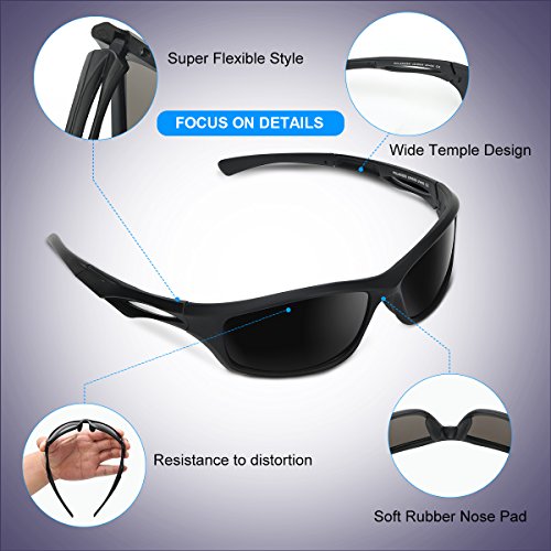 Occffy Polarisierte Sportbrille Sonnenbrille Fahrradbrille mit UV400 Schutz für Herren Autofahren Laufen Radfahren Angeln Golf TR90 – Bild 5