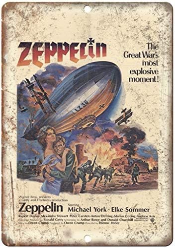 NGDR Tin sign 8x12 inches Zeppelin WW2 Michael York Movie Poster Reproduction Metal Sign I18