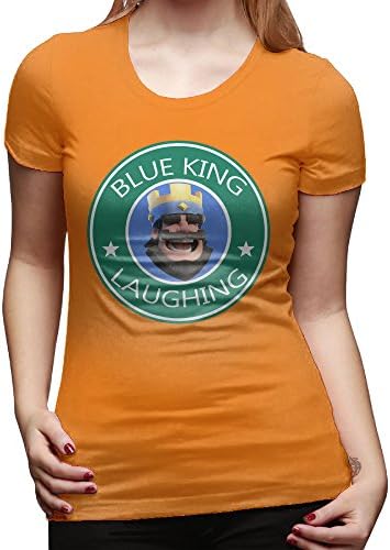 SAXON13 Women's Blue King Laughing Cool T-shirts Orange Size XL