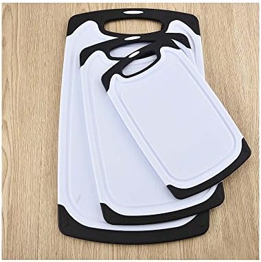 yanhongy 3PCS suit non-slip green plastic cutting board kitchen can be suspended easy to clean anti-skid feet set and drip sink (black)